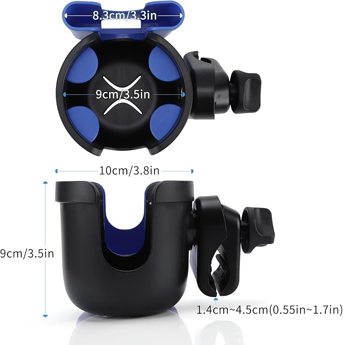 Accmor Stroller Cup Holder with Phone Holder, Bike Cup Holder, Universal Cup Holder for Uppababy Nuna Doona Strollers, 2-in-1 Cup Phone Holder for Stroller Bike Wheelchair Walker Accessory