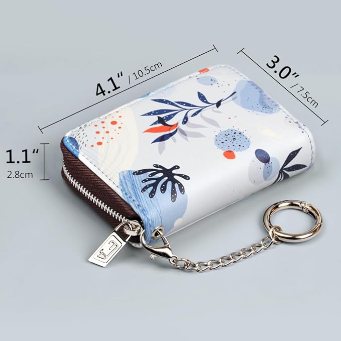 FurArt Zipper Wallet Women, RFID Blocking Credit Card Wallet, Business Card Holder, Compact Size KeyChain Wallet