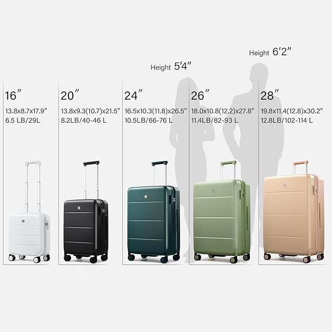 Hanke Expandable Luggage Sets 3 Piece with Spinner Wheels, 20/24/28" Hardside Carry On Luggage Large Suitcase, All-PC Hard Shell Luggage, TSA Lock, Lightweight Durable (Bamboo Green)