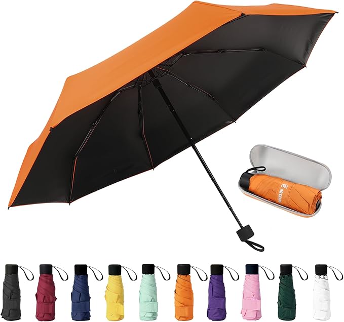 GAOYAING Compact Travel Umbrella with Case Sun&Rain Lightweight Small and Compact Suit for Pocket
