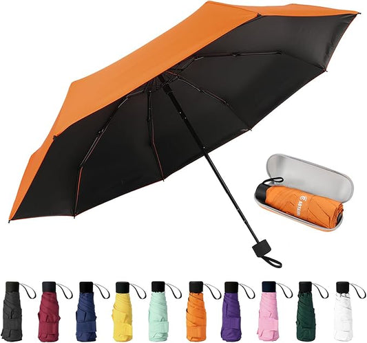 GAOYAING Compact Travel Umbrella with Case Sun&Rain Lightweight Small and Compact Suit for Pocket