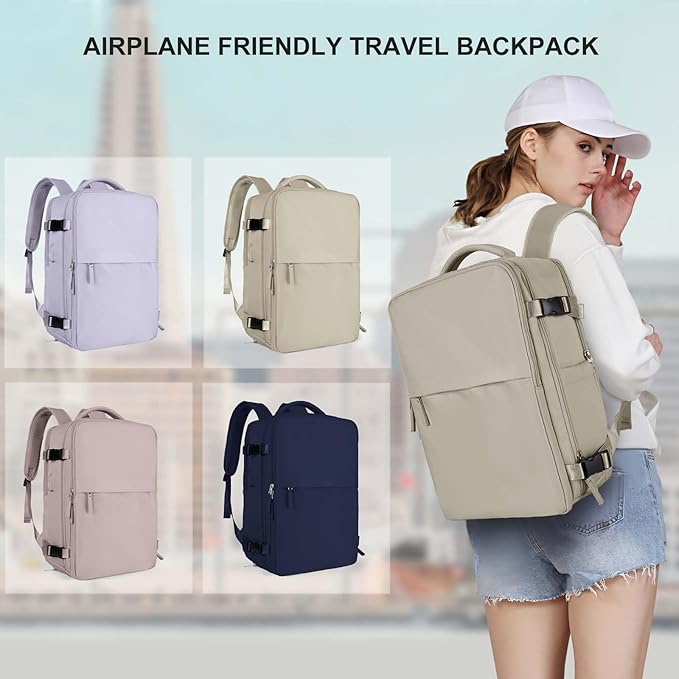 coowoz Carry On Backpack Women Men Travel Backpack Airline Approved Laptop Backpack Sport Rucksack, B-khaki, L, Rucksack