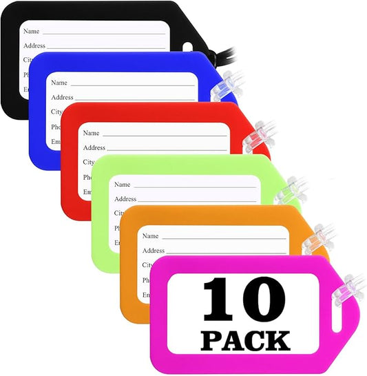 Sodsay 10 Pack Luggage Tag Bright Luggage Tags for Suitcases Bag Tags Name Tags for Kids Travel Accessories Must Haves by Sodsay (Colorful)