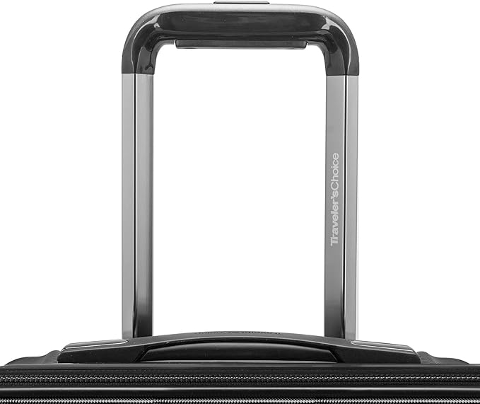 Traveler's Choice Archer Polycarbonate Hardside Spinner Luggage Set, Tie Down Straps, Black, Checked 29-Inch