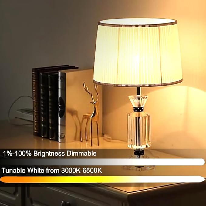 GRV 12W A60 Smart LED Light Bulb with a 2.4GHz Remote Control,RGBCW Color Changing,Stepless Dimmable 3000-6500K,100W Incandescent Lamp Equivalent,1000LM CRI>80,E26 Base,Home Decor,2 Bulbs & 1 Remote