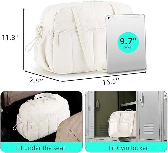 Mini Gym Bag for Women Girls, Crossbody Tote Bag with Wet Pocket, Water Resistant Travel Duffle Bag, Dance Workout Sport Bag, Pink (Beige, M)