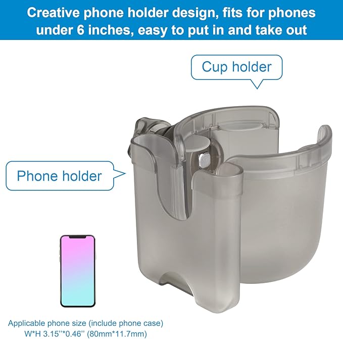 Accmor Stroller Cup Holder with Phone Holder, Bike Cup Holder, Universal Cup Holder for Uppababy Nuna Doona Strollers, 2-in-1 Cup Phone Holder for Stroller Bike Wheelchair Walker Accessory