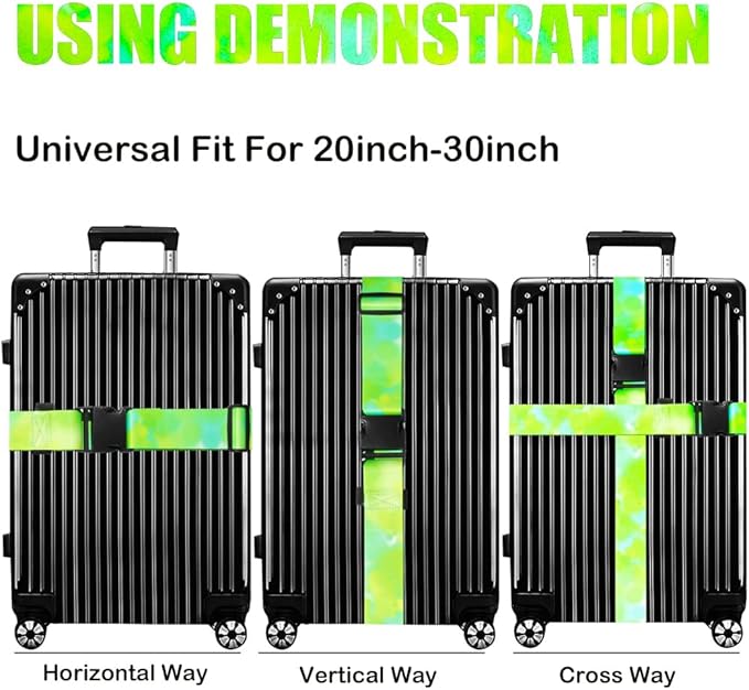Luggage Straps for Suitcases TSA Approved-2 Pack Bright Personalized Luggage Belt Strap for Suitcase/Carry On Bag Luggage Accessories for Travel (Watercolor-Green)