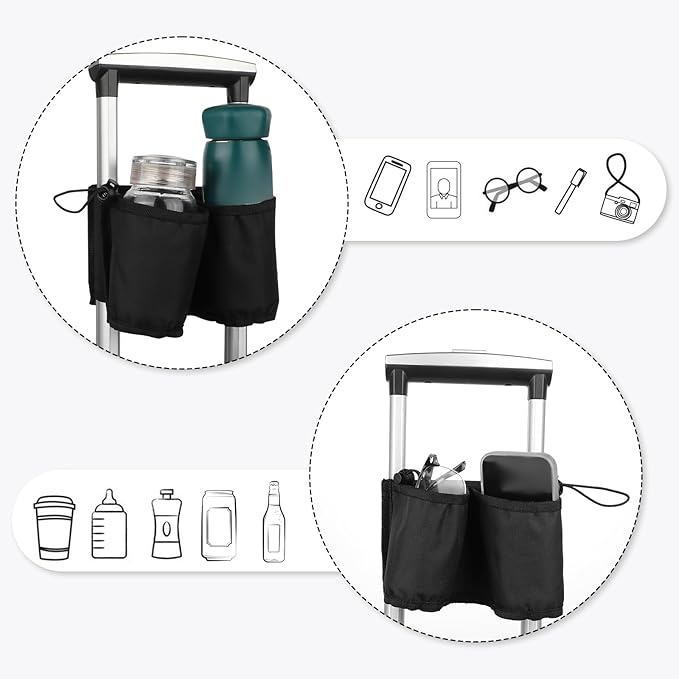 Luggage Travel Cup Holder Free Hand Drink Carrier Hold Two Coffee, Luggage Drink Holder for Suitcase for Most Flight Attendants, Business People, Travel Essentials(Black)