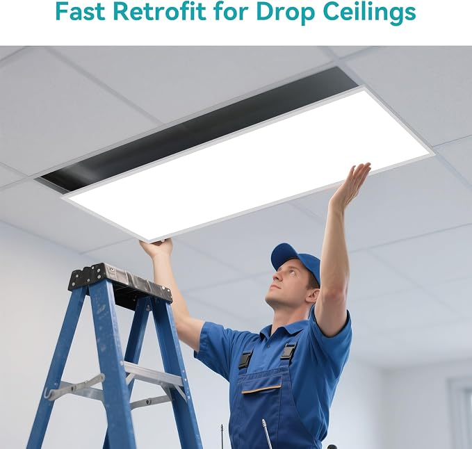 2x4 LED Flat Panel Light for Drop Ceiling 4 Pack | 6600LM, 0-10V Dimmable, 40W/50W/60W Selectable, 4CCT 3000K/4000K/5000K/6000K, ETL Listed, 100-277V