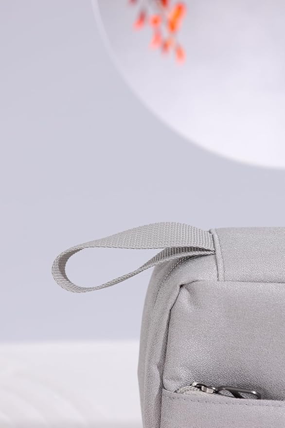 FabDay Travel Toiletry Bag with Hanging Hook Water-Resistant Cosmetic Case Makeup Bag Portable, Travel-Sized Container for Men, Silver Gray