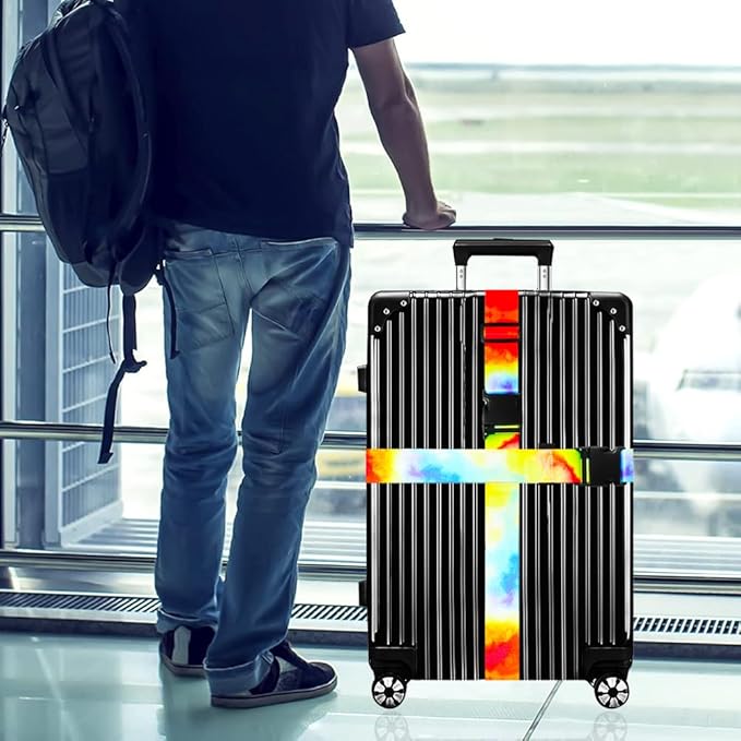 Luggage Straps for Suitcases TSA Approved-2 Pack Bright Personalized Luggage Belt Strap for Suitcase/Carry On Bag Luggage Accessories for Travel (Tie-Dye)