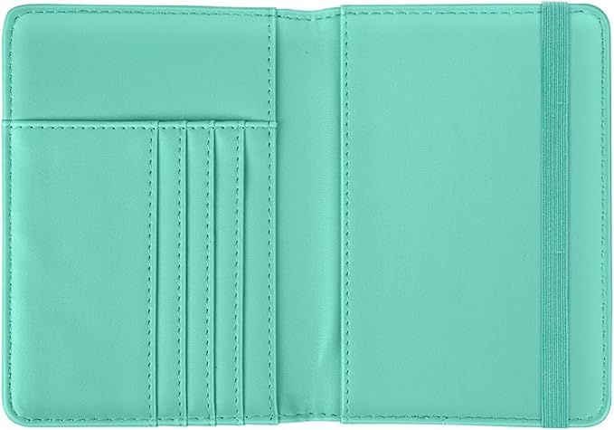 Passport Holder Cover, RFID Travel Wallet Credit Card Holder Green Cute Floral Passport Book Holders for Women with Elastic Band and Golden Metal Decoration, Green Daisy