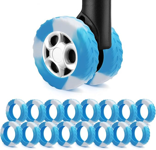 UMUST 16Pcs Luggage Wheel Covers,Silicone Suitcase Cover for 2''-2.4'' Spinner Wheel, Carry On Luggage Wheels Protector,Upgrade Suitcase Protective,Essential Travel Accessory(Gradual Blue)