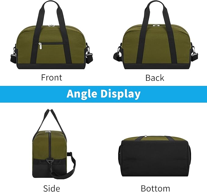 Small Gym Bag 14 inch lightweight Carry On Mini Duffel Bag for Travel Sport - Olive Green