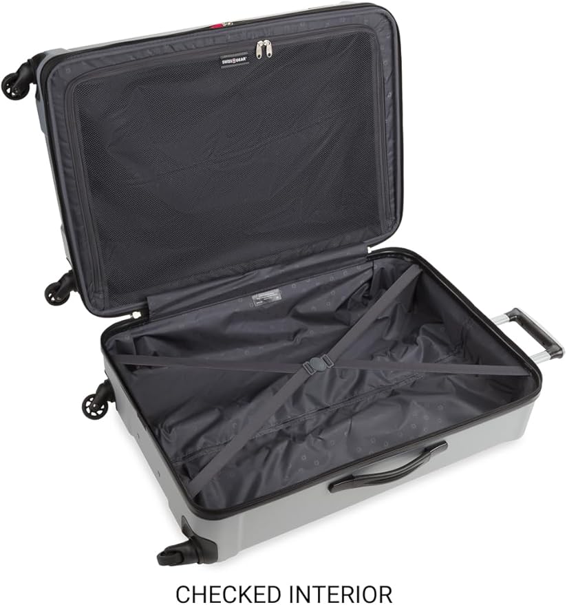 SwissGear 3750 Hardside Expandable Luggage with Spinner Wheels, Silver, 3-Piece Set (20/24/27)