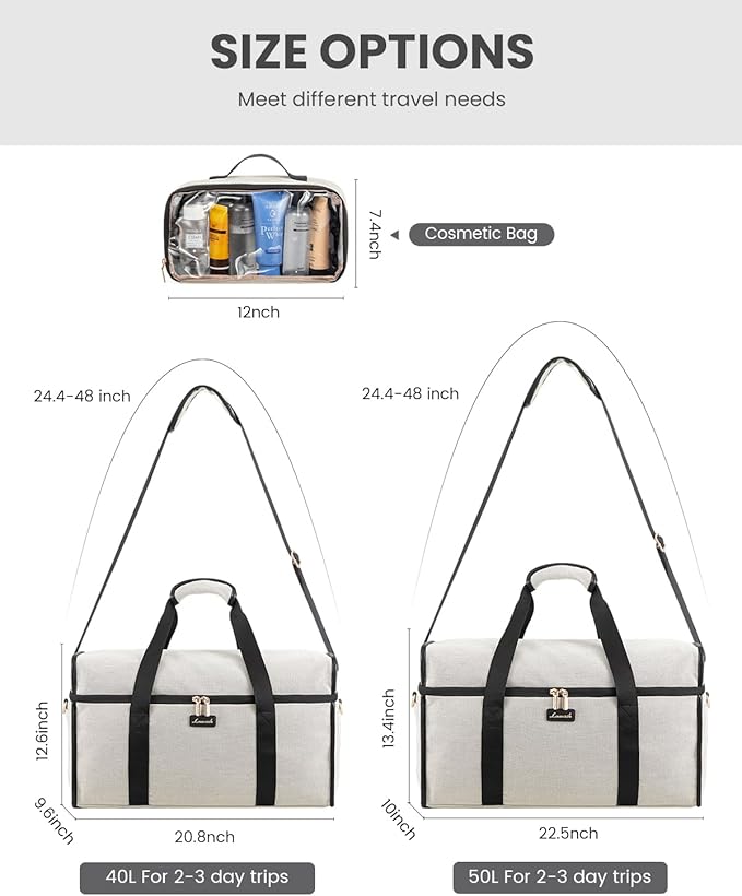 LOVEVOOK Travel Duffle Bag - Weekender & Overnight Bag with Toiletry & Wet Pocket, Carry-On Size, 3pc Set
