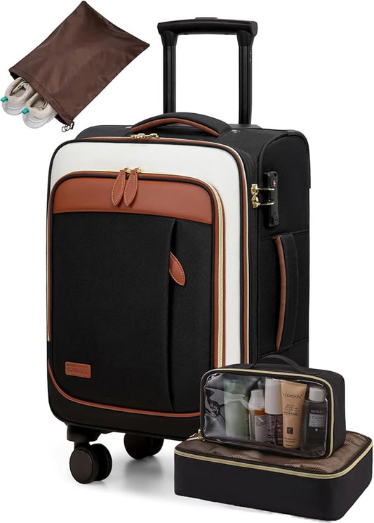 LOVEVOOK 4 Pcs Carry On Luggage 22x14x9 Airline Approved 20 Inch Underseat Carry on Suitcase for Women Men Softside Travel Luggage with Spinner Wheels and TSA Lock