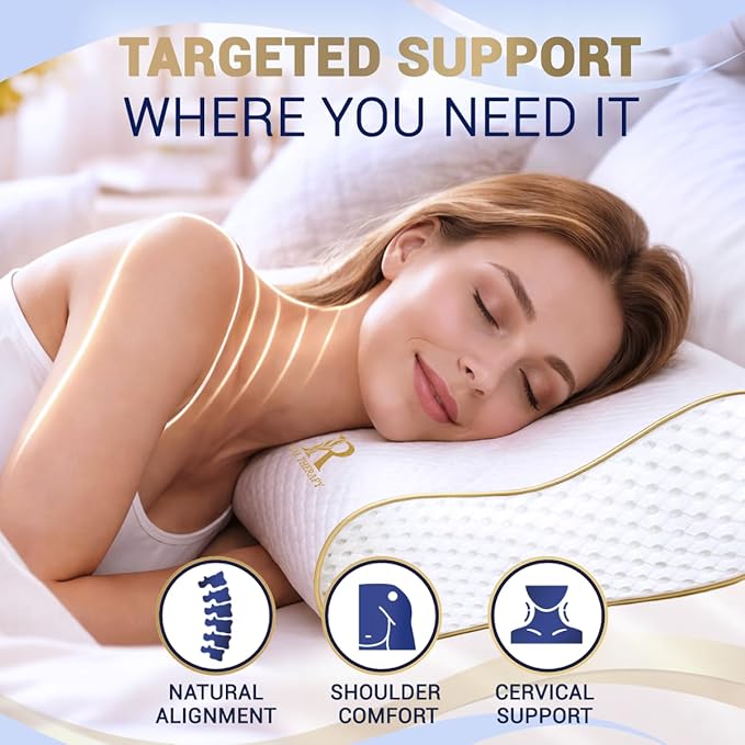 Cervical Memory Foam Pillow-(2 Pack) 4-Layer Adjustable King Size Contour Design for Side Sleepers, Neck Support & Pain Relief, Orthopedic, CertiPUR-US Certified