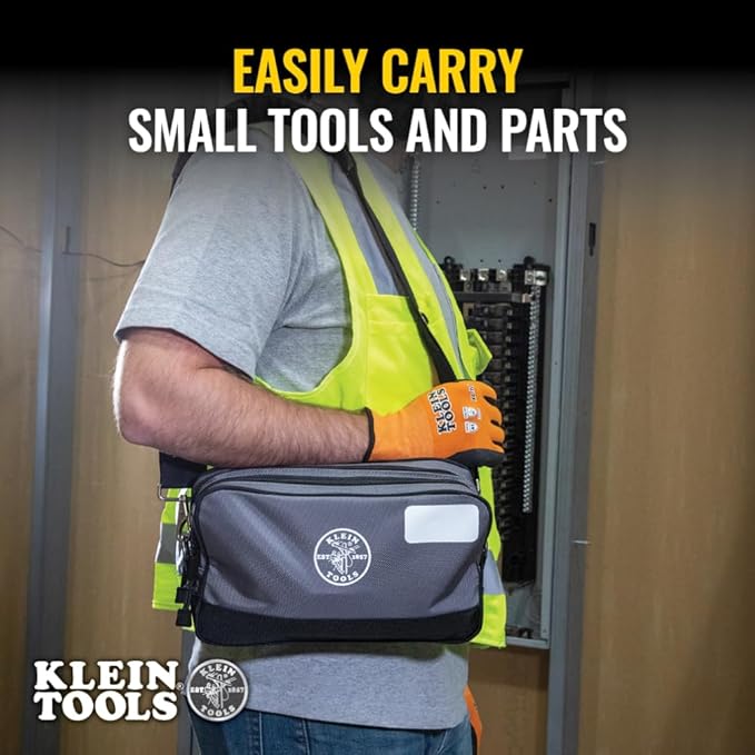 Klein Tools Tool Pouch, Dual Compartments, Heavy-Duty Tool Bag Organizer, Multipurpose Bag