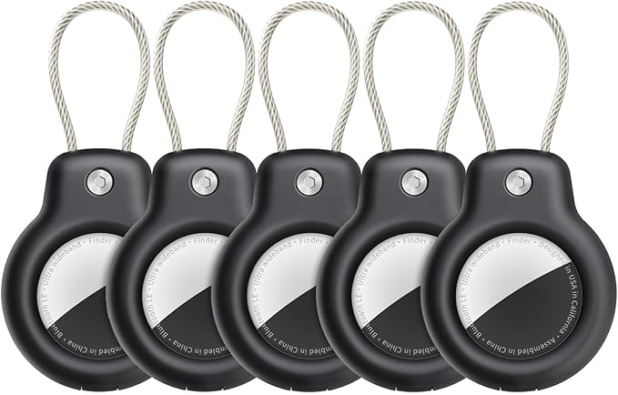 SPGUARD for AirTag Holder Case with Keychain 1st/2nd Air Tags-5 Pack for Apple Air Tag Holder with Wire Cable Lock Key Ring Chain Air Tagholder Accessories for GPS Item Tracker Kids,Keys,Luggage