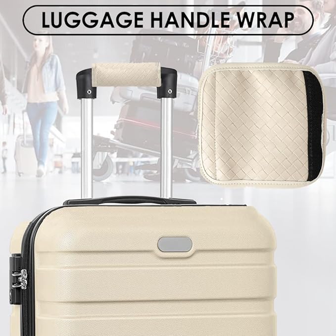 Leather Luggage Handle Wraps for Suitcase, 4 Pack Luggage Handle Cover Identifiers Tags Markers for Travel Accessories (Beige)