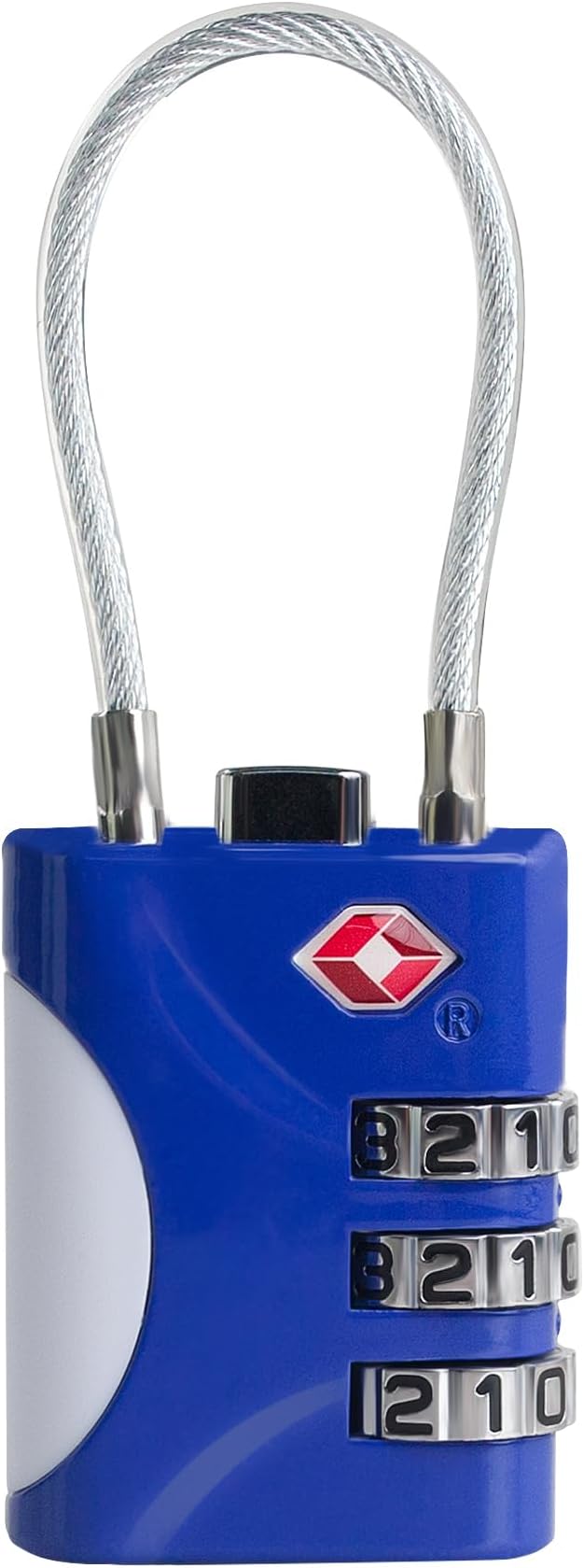 TSA Approved Locks for Luggage, Small Combo Lock with Code, Travel Padlock with Cable, TSA 007 Lock for Suitcase, Locker, Gym, Cabinet, Gun Case, Backpack, Zipper Locks for Travel (Blue)