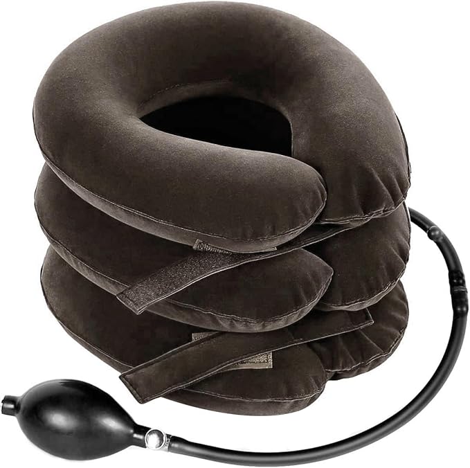 Cervical Neck Traction Device for Instant Neck Pain Relief - Inflatable & Adjustable Neck Stretcher Neck Support Brace, Neck Traction Pillow for Home Use Neck Decompression (Classic Gray)