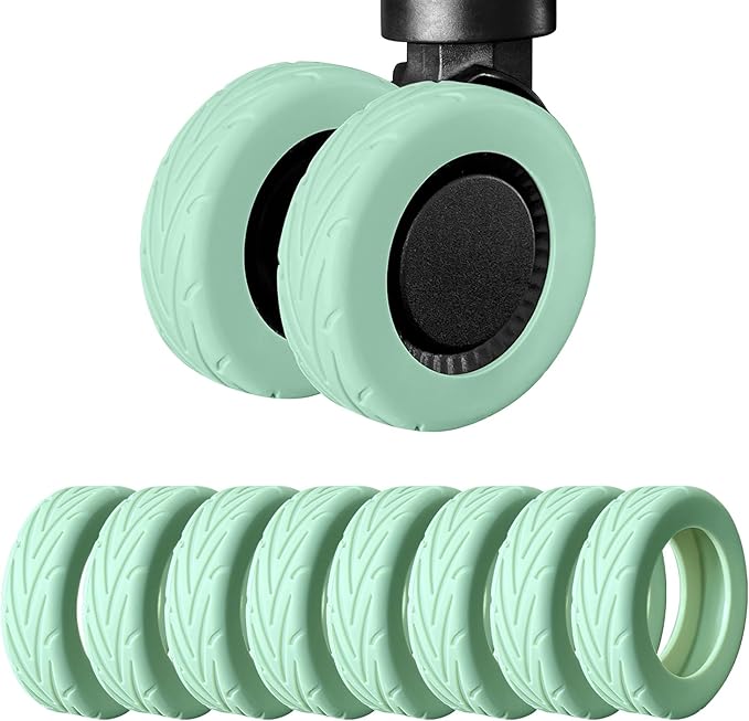 8 Pack Suitcase Wheel Covers Silicone Fits 2.1-2.4 Inch Spinner Wheels for Carry On Luggage Protective Wheel Guards, Thickened Anti-Wear & Tear, Travel Essentials (Green)