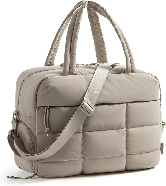 BAGSMART Gym Bag for Women, Carry on Travel Duffel Bag, Water-resistant Weekender with Shoe Compartment for Gym Travel Work, Camel, Medium