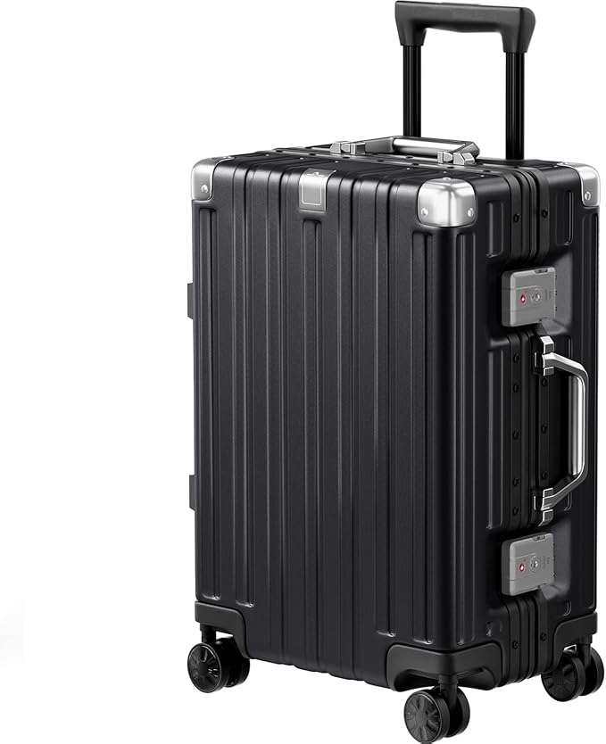 Krute Carry On Luggage 20 inch Aluminum Frame Luggage with Spinner Wheels Hardshell No Zipper PC+ABS TSA Lock Zipperless Suitcases