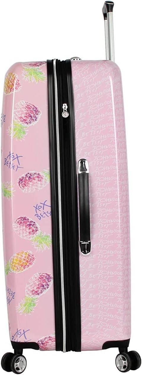Betsey Johnson Designer 20 Inch Carry On - Expandable (ABS + PC) Hardside Luggage - Lightweight Durable Suitcase With 8-Rolling Spinner Wheels for Women (20in, Colada)