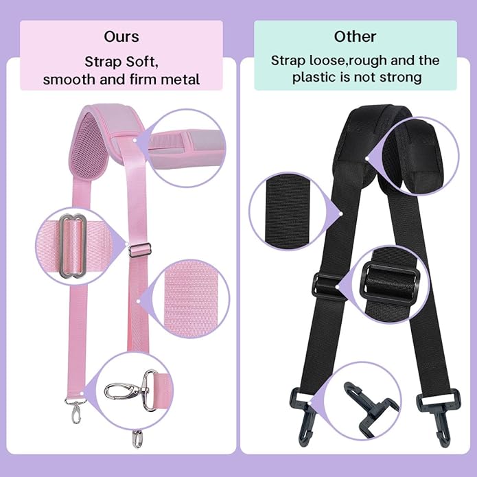 60 Inch Shoulder Strap with Removable Ultra-Thick Pad，Adjustable Buckles and Metal Hooks