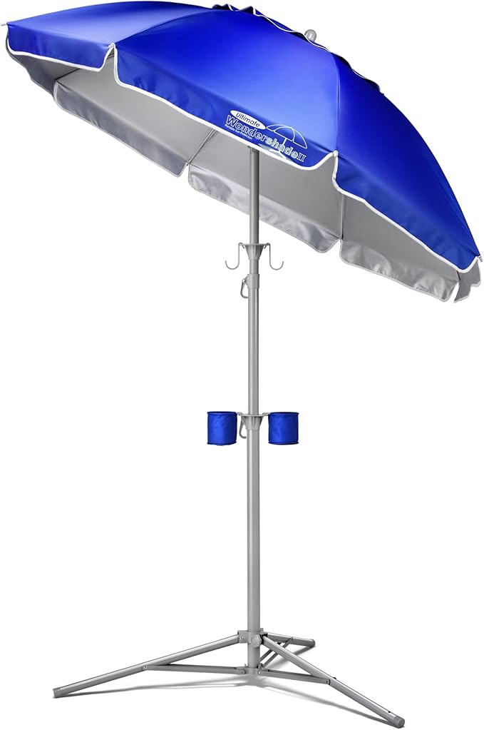Wondershade Ultimate Portable Sun Shade Umbrella – Lightweight Adjustable Outdoor Patio & Beach Umbrella with Tripod Base (Blue)