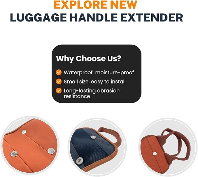 Luggage Handle Extender – 7.5-Inch Soft Grip Extension Strap, Secure Travel Handle Attachment for Carry-On & Suitcase, Durable Nylon Grip for Comfortable Lifting (Burnt Orange & Coffee Brown)