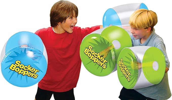 Socker Boppers Inflatable Boxing Pillows - One Pair Boppers – Clear, Box and Bop, Durable Vinyl, Active Outlet that aids in Agility, Balance and Coordination, Safe Fun Indoor or Out, Great Gift