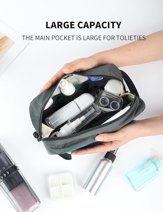 GOX Travel Small Toiletry Bag for Men Nylon Dopp Kit Medicine Bag Travel Organizer Pouch Shave Kits for Teens Toiletry Essentials Bathroom Compact Peacock 9.8 * 4.3 * 3.3 Inches