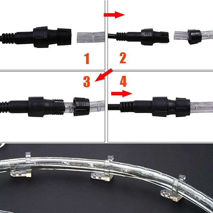 328ft 2-Wire Waterproof LED Rope Light Kit, 1/2" Rope Light Outdoor, 110V-120V PVC 30 LED/M Tube Lights Strip for Background Lighting, Outdoor Decorative Lighting, Christmas(Multi-Color)