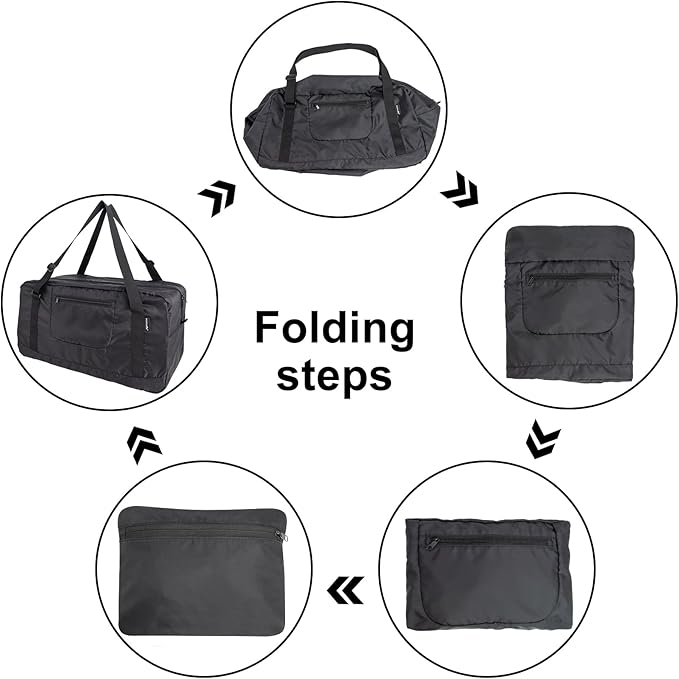 HOLYLUCK Foldable Travel Duffel Bag For Women & Men Luggage Great for Gym -55L, black