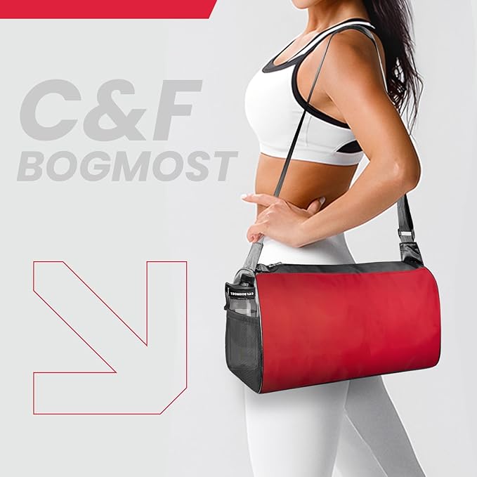 C&F BOGMOST Small Travel Duffel Bag Foldable Waterproof Gym Bag for Gym Beach Swim Bag Men Women Duffle Bags Lightweight Oxford Cloth Sports Bags -Red