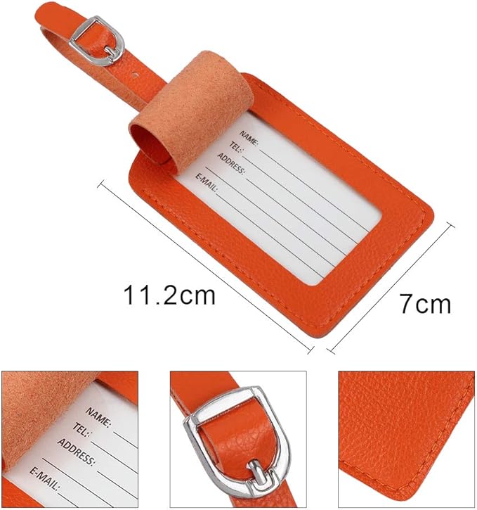 Vigorport Leather Personalized Suitcase Tag Set Luggage Id Tags Labels Travel Accessories - Set of 4