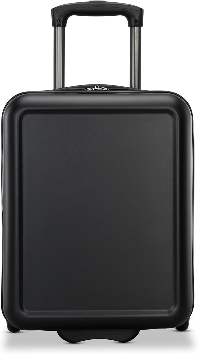 American Tourister Fathead Underseater Carry-On Luggage - Airline Approved - Customize with Favorite Sports or Character Decal - Durable ABS Hardshell - RightHeight™ Adjustable Handle - Black