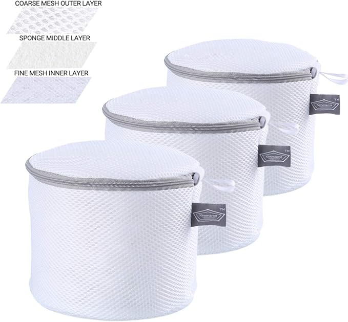 Kimmama Bra Washing Bags for Laundry, Lingerie Bags for Washing Delicates, Bra Laundry Bag for Washing Machine, Sandwish Mesh, 7x7x7"