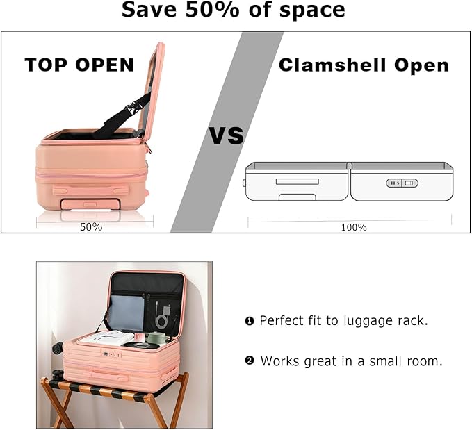 Carry on Luggage 22x14x9 Airline Approved, Carry on Suitcases with Wheels, Expandable Suitcase with YKK zipper, Top Open Design Luggage with Spinner wheels, Perfect for Gift