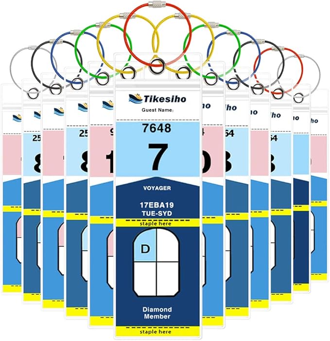 Cruise Luggage Tags for Suitcases, Cruise Essential Holders, 12 Pack Luggage Tag Holders 2025 & 2026 for NCL, Princess, Carnival, Royal Caribbean - Cruise Essentials