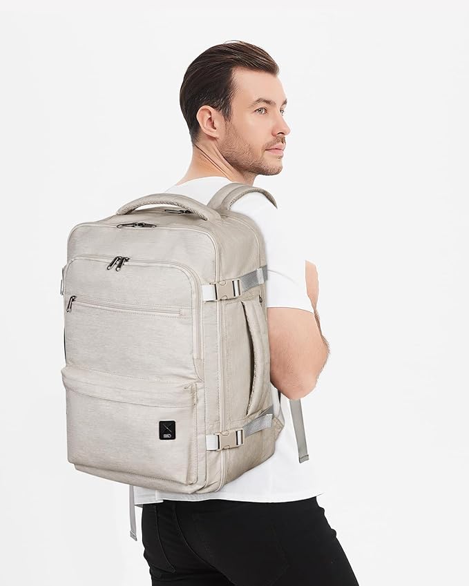 WANDF Travel Backpack For Spirit Airlines Personal Item Bag 18x14x8 with Wet Pocket, 17 Inch Laptop Backpack for Men Women（White）