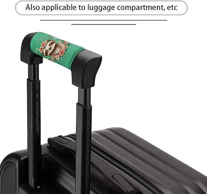 BIGCARJOB Green Sloth Luggage Handle Wrap Set for Suitcase 2 Pieces Cute Sloth Print Suitcase Identifier Protective Cover Trolley Case Grip Travel Luggage Accessories Door Handle Replacement