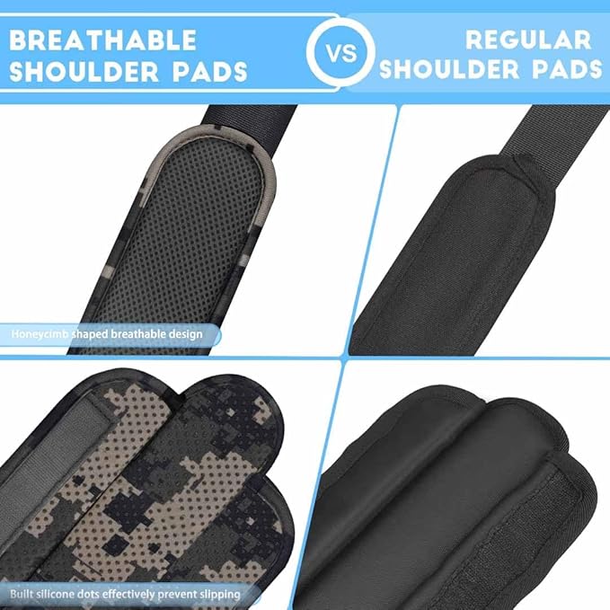 ZINZ 2-Pack Universal Shoulder Pad with Ultra thick Cushion for Bag Luggage Bag Crossbody, Plus Long & Anti-Slip & Breathable,Camouflage gray-2pack