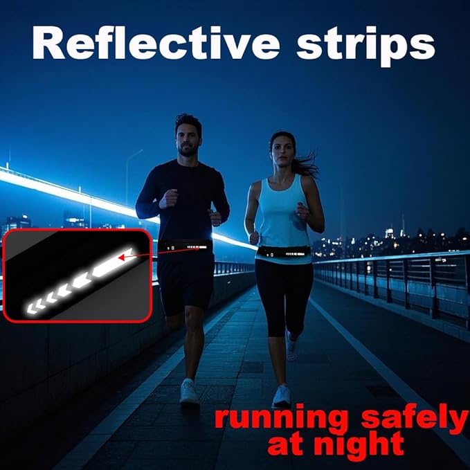 USHAKE Slim Running Belt for Women Men-Runners Phone Holder Fanny Pack, Adjustable, Bounce Free Waist Pouch bag for Workout, Money Belt, Run Gear Accessories Black