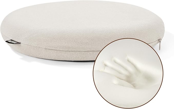 BUYUE Memory Foam Seat Cushion, Dia 16.5" Soft Velvet Round Stool Cushion Anti-Slip Chair Pads, L, Light Grey